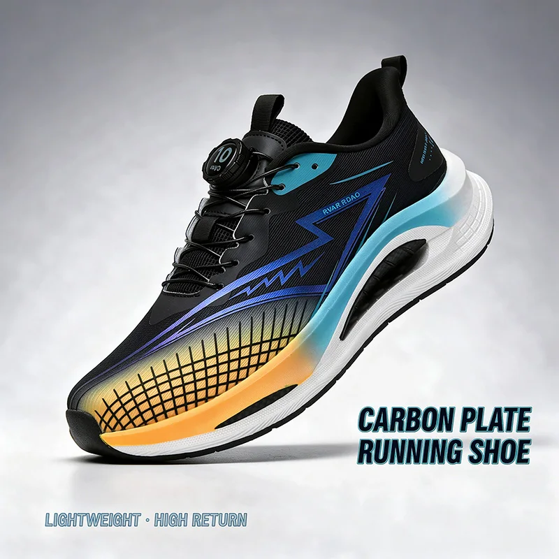Men High Rebound Cushion Speed Performance Carbon Plate Running Shoes Breathable Trainers with Stable Landing Strong Ground Grip