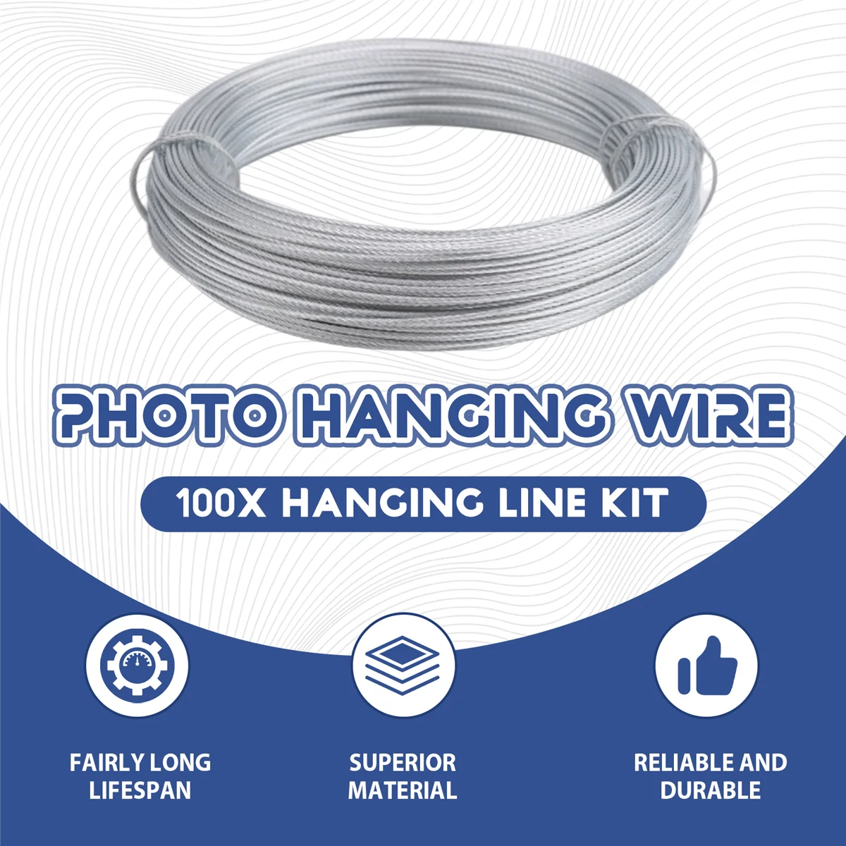 

A75K 100 шт. комплект проволоки для подвешивания картин, 100 футов сверхмощная проволока для подвешивания картин для фоторамки зеркала