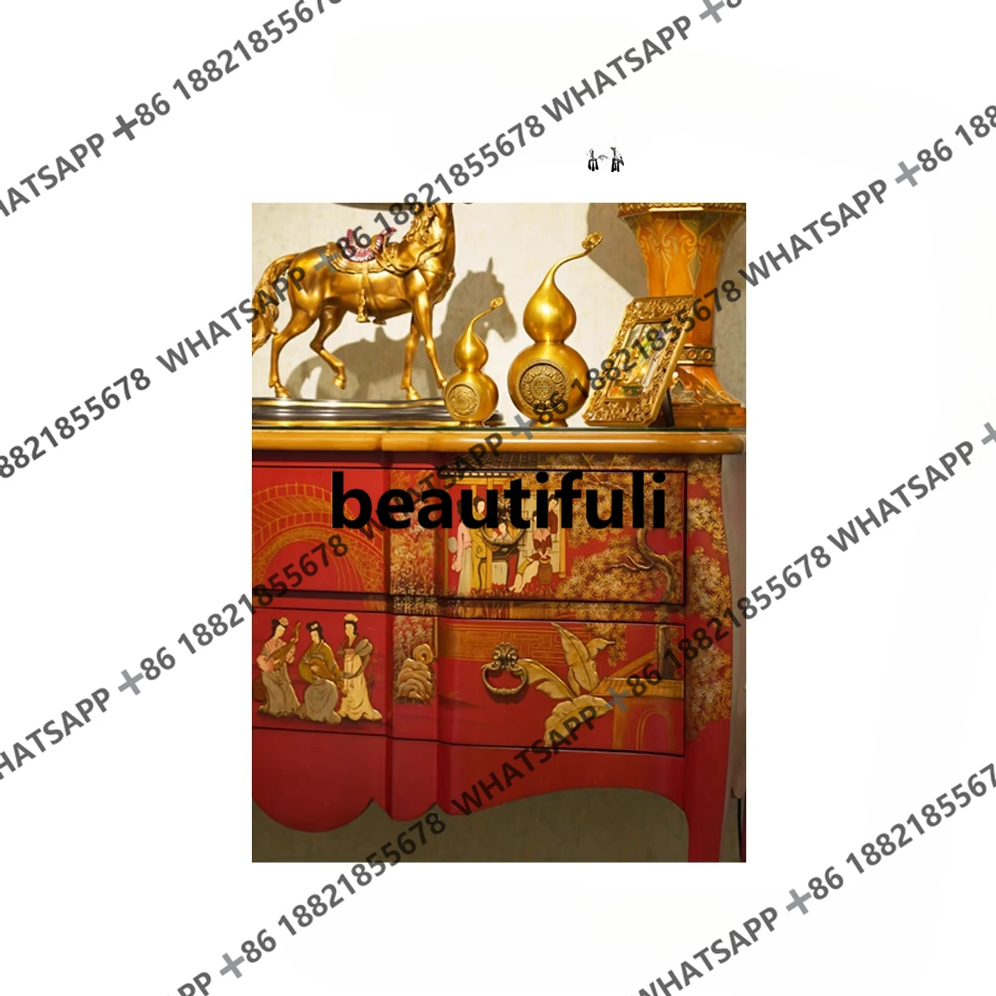 New Chinese-style entrance cabinet, facing the door, dining side cabinet, sofa, living room storage locker