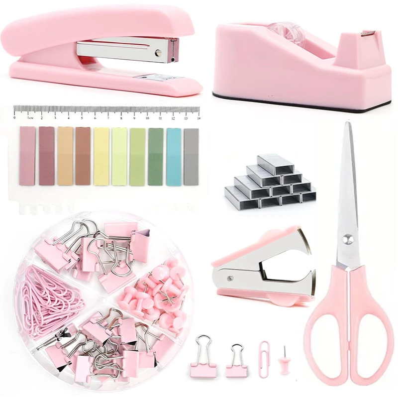 Desk Organizers Accessories Office Supplies with Stapler, Staple Remover, Clips, Scissor, Rule back-to-school Students Supplies