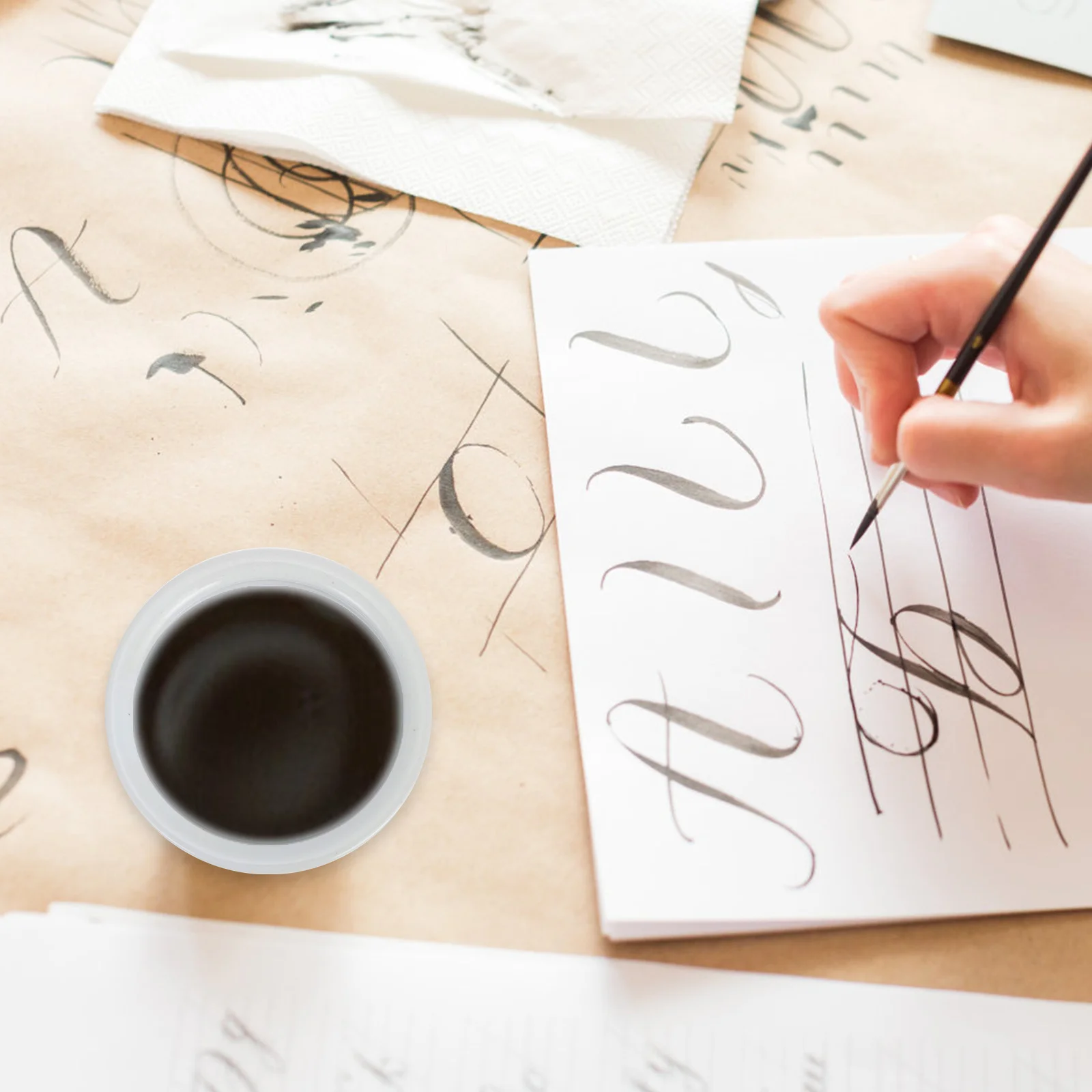 

Calligraphy Drawing Dish Ceramic Ink Plate Painting Brush Container Multi-function Kit