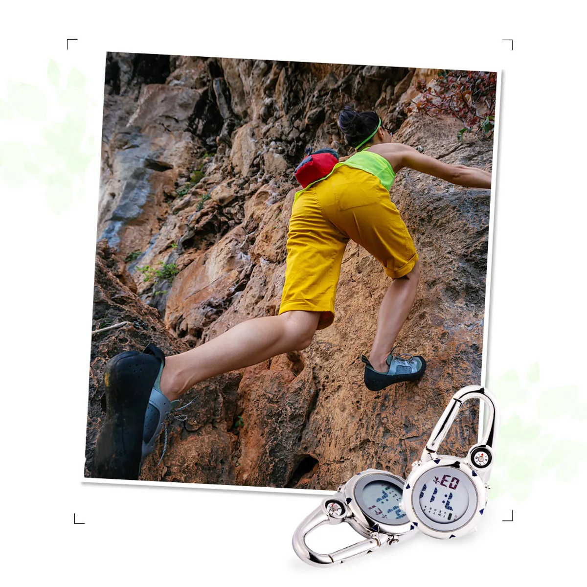 

Blue Mini Carabiner Watch Climbing Hanging Outdoor Tool Waterproof Shockproof Glow Compass Long Life Nursing Cooking