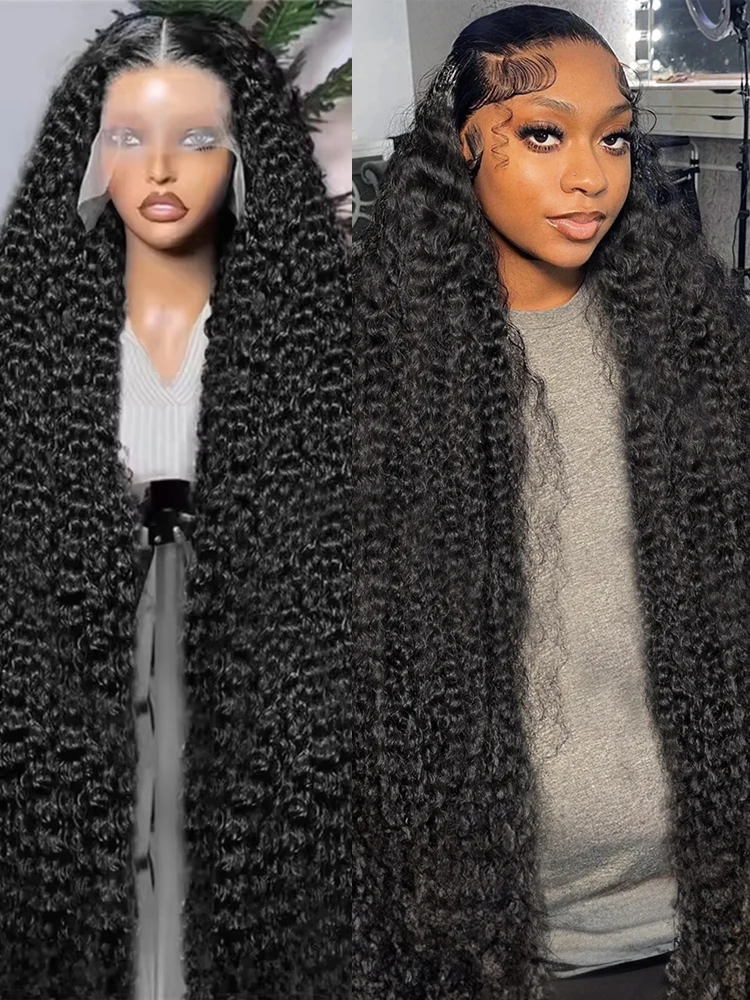 250 Density Curly Wigs Human Hair 100 Water Wave Black 13X6  Hd Lace Front Deep Wave Glueless Human Hair Wig Natural Female Wig