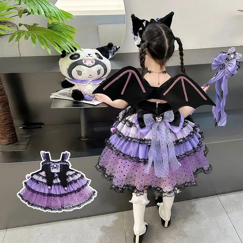 Mädchen Kleid Kinder Kostüm Kleider Halloween Sanrio Cosplay Prinzessin Kleid Kuromi Lolita Weihnachten Puffy Rock Anzug Niedlich