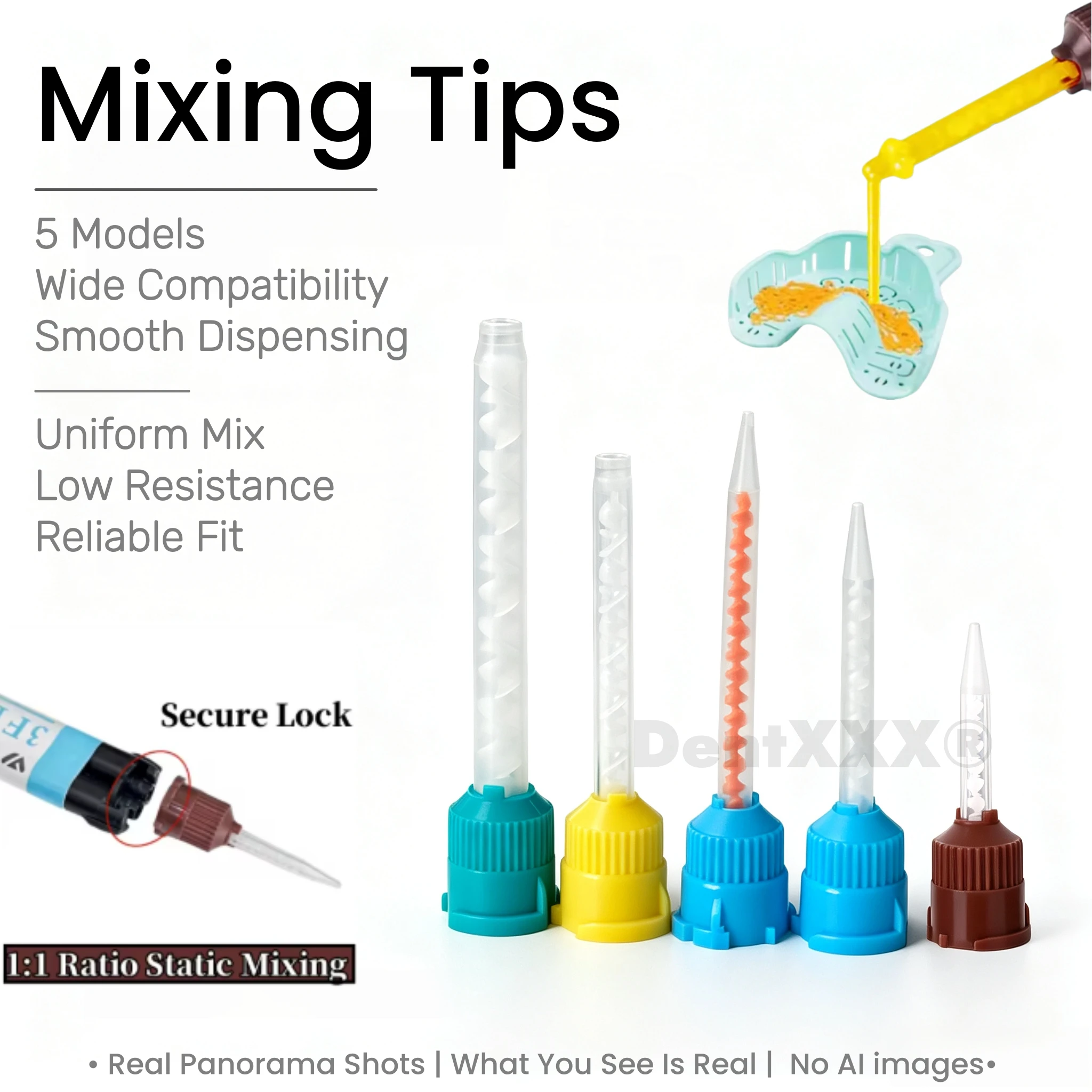 50pcs/150pcs/150pcs Dental Mixing Tips Disposable Silicone Rubber Mixing Head 1:1 For Impression Mixing Dispensing Gun
