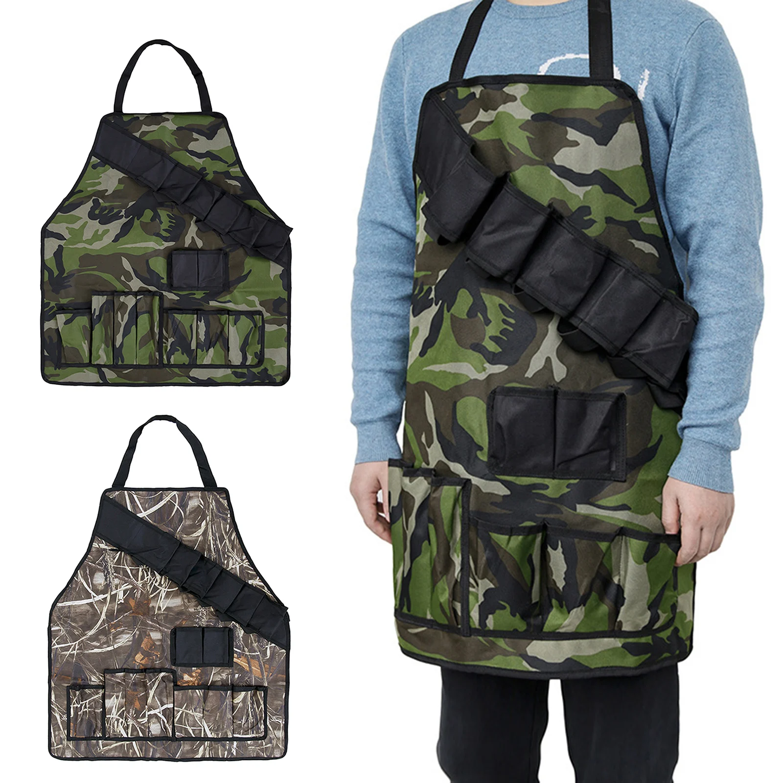 Durable 600D Oxford Camouflage Barbecue Apron Kitchen Garden Tools Multiple