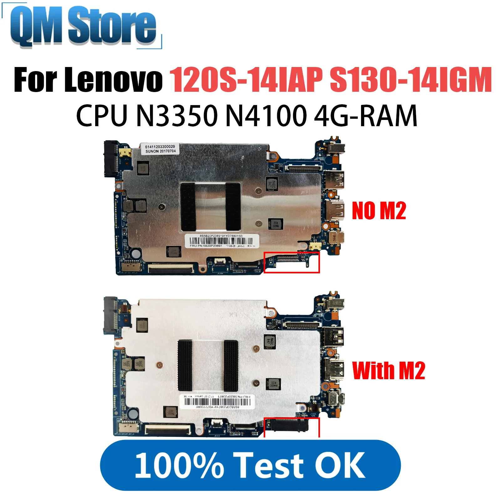 For Lenovo ideapad 120S-14IAP S130-14IGM laptop motherboard CPU N3350 N4100 RAM 4GB tested 100% work