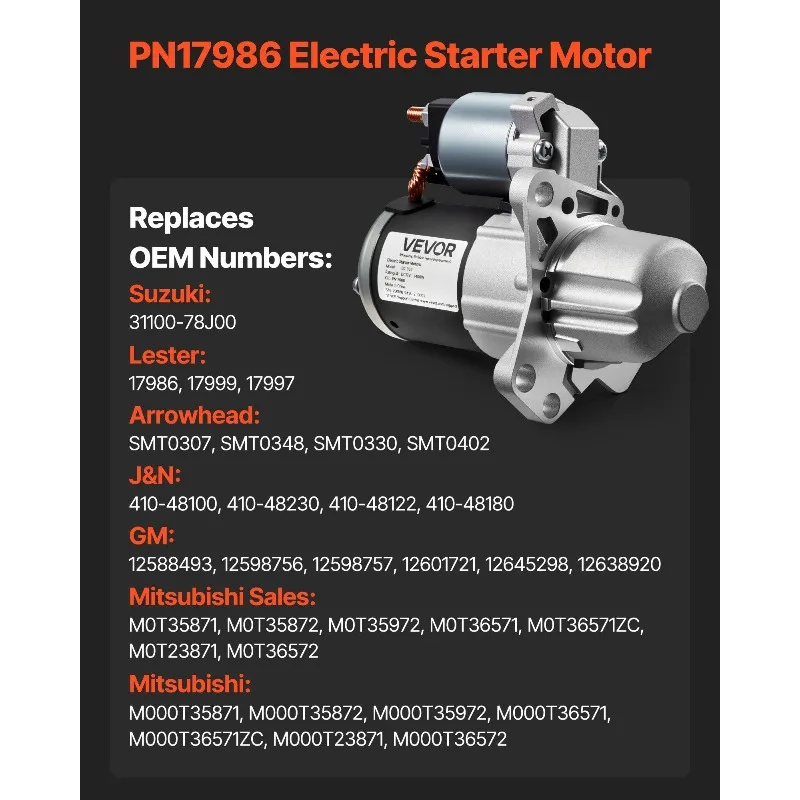 뷰익 쉐보레 스즈키용 스타터 하이 토크 스타터 모터 17986 31100-78J00