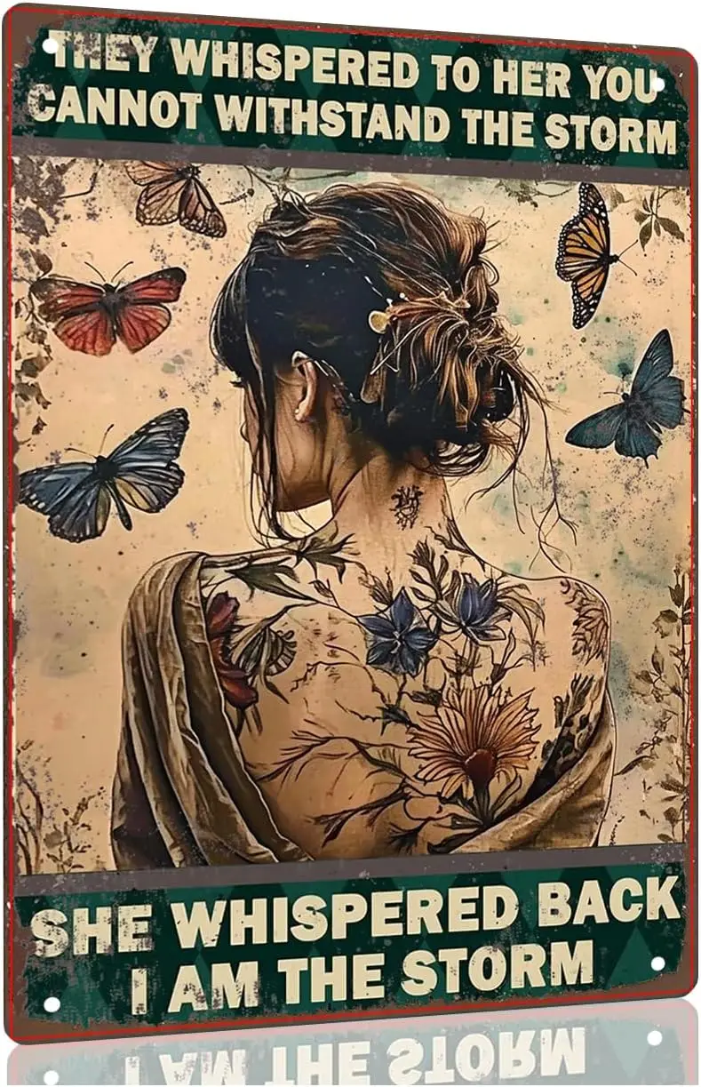 Y1,Hippie Room Decor Office Decor-I Am The Wall Art-Floral Woman Gift Posters for Aesthetic Floral Tin Sign