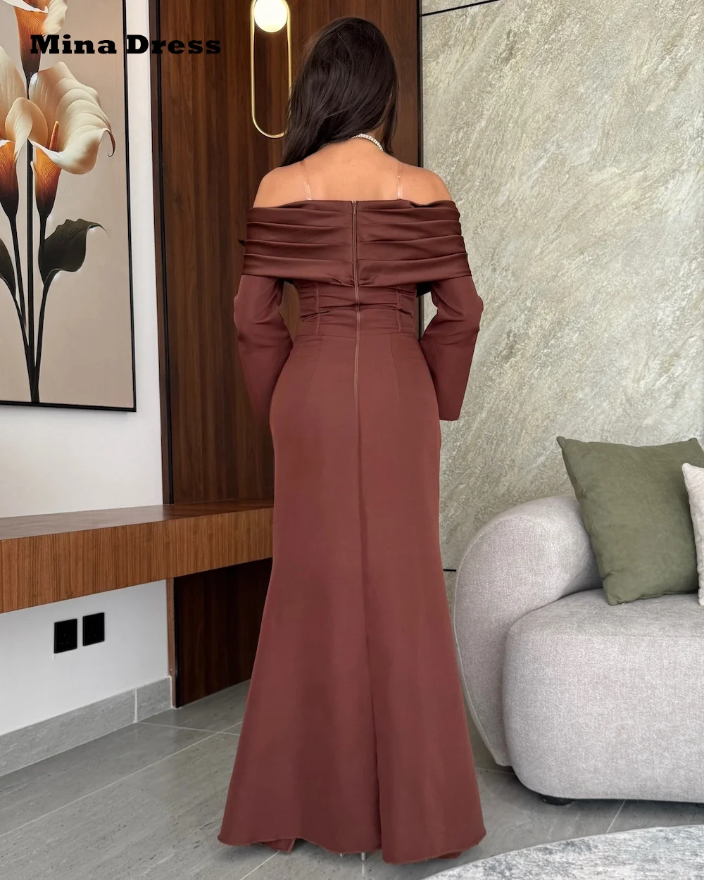 Mina Pleated Formal Occasion Dresses for Special OccasionsCustomized Backless Transparent Shoulder Strap Elegant Party Dress