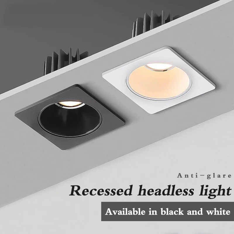

Square LED Downlights Dimmable Anti Galre Recessed Ceiling Spot Lights 12W 10W for Indoor Kitchen Bedroom Living Room Decor