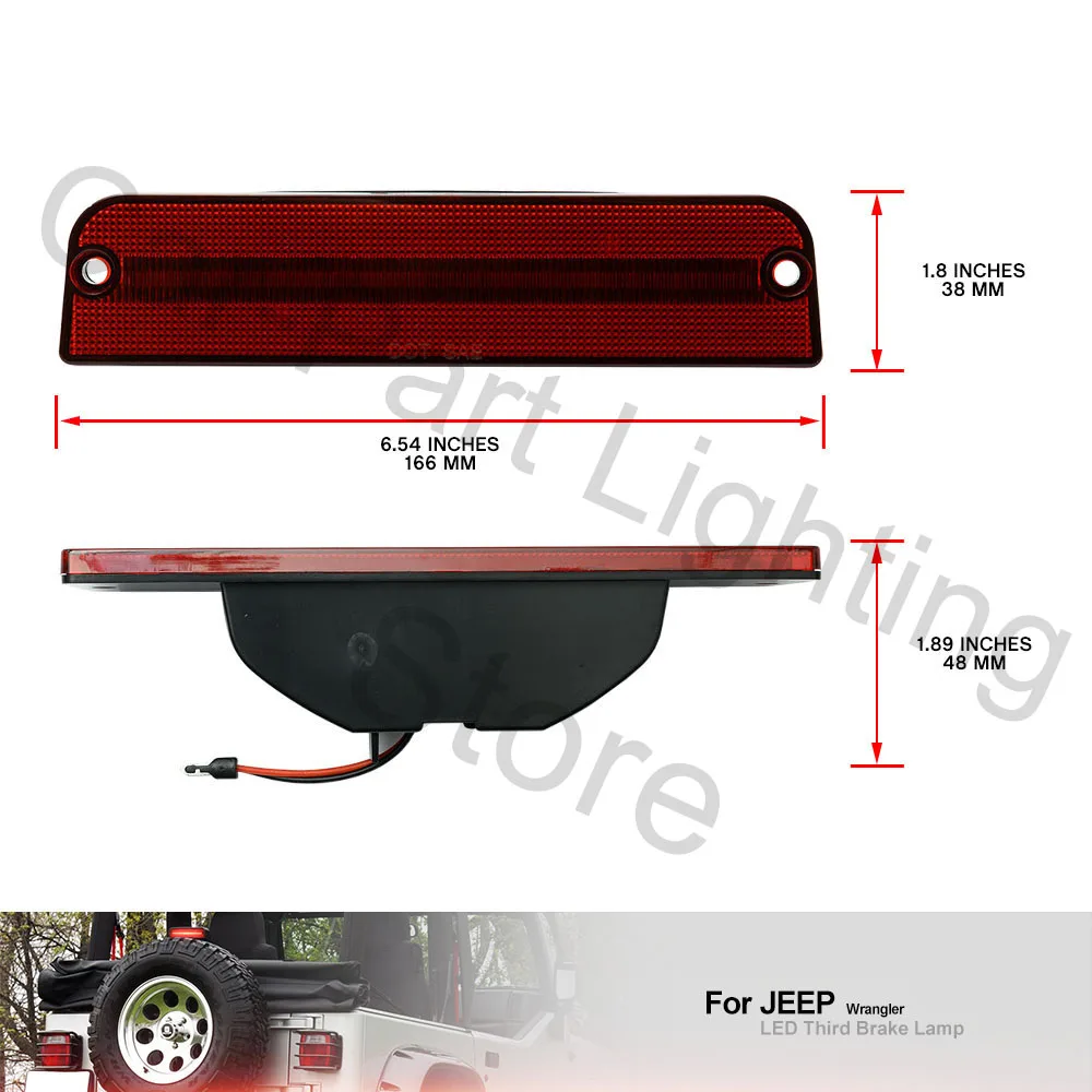 1 pc para 04-06 jeep wrangler ilimitado tj vermelho led de montagem alta terceira luz de freio 3rd lâmpada de parada traseira luzes de advertência da cauda