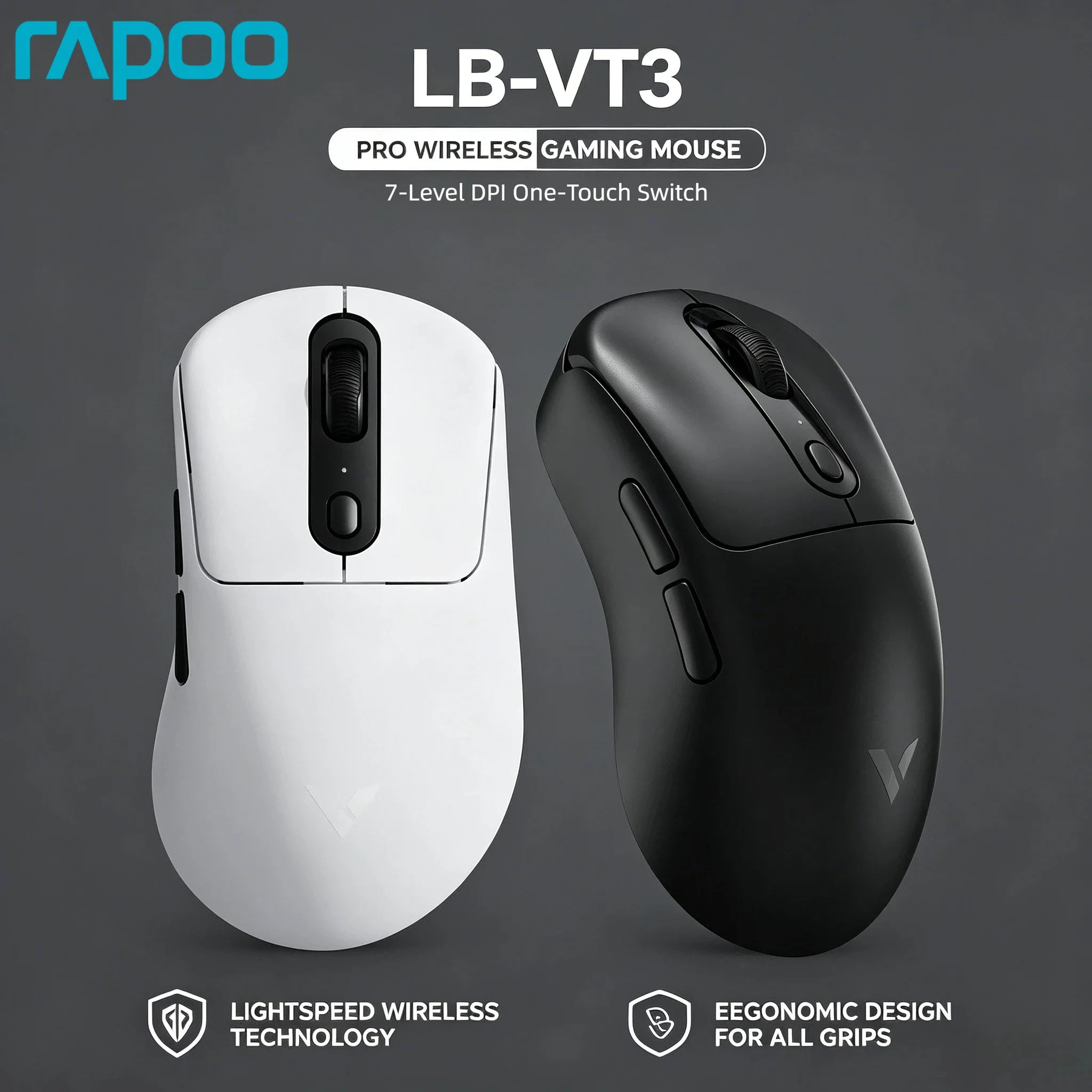 Rapoo VT3 VT3 MAX Wireless Gaming Mouse 8K Polling Rate 53g Lightweight 750Hr Battery Life Macro Enabled Gaming Pro