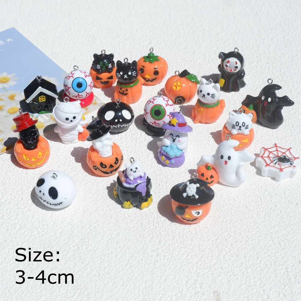 10pcs Kawaii Halloween Set Charms for Jewelry Making Diy Earring Bracelet Pendant Accessories Findings Wholesale Bulk