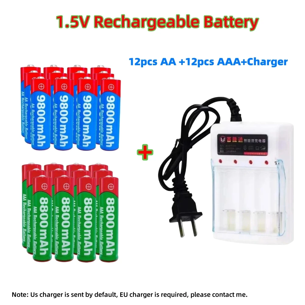 NEW 8800mAh/9800mAh Rechargeable Battery AA/AAA  Alkalinity Battery 1.5V AA/AAA Battery for Clocks Mice Computers Toys So on