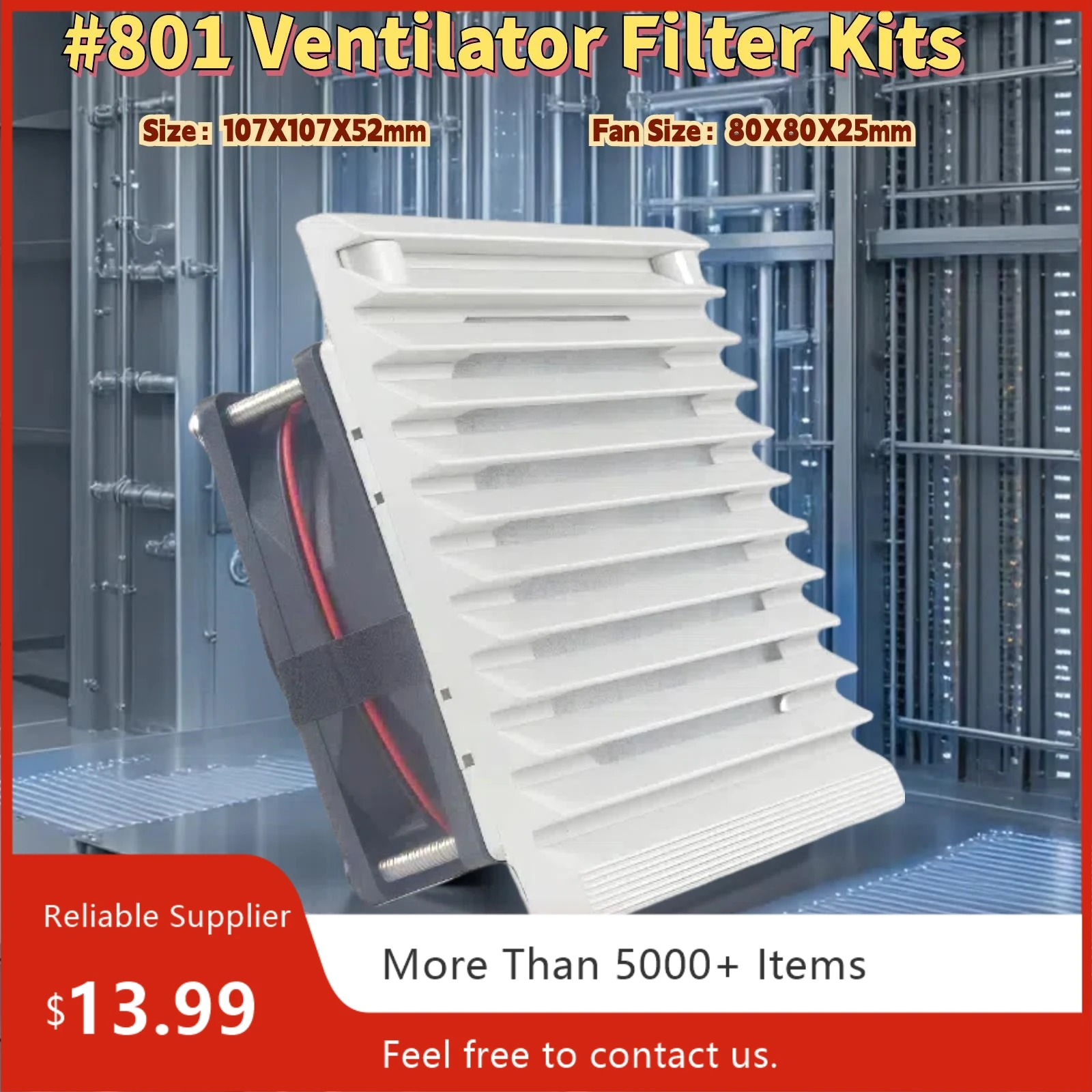 For #801 IP44 106X106X52mm Ventilator Filtier Kits Dual Ball DC 12V 24V AC 115V 230V Enclosure Cabinet Cooling
