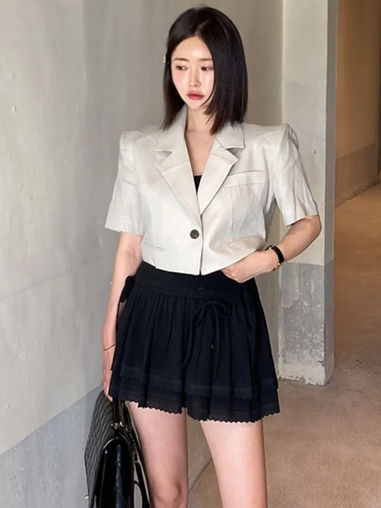 Chic Summer ort irt Jaet Cintura da donna con risvolto con risvolto e un bottone Design versatile Colore puro Origine cinese