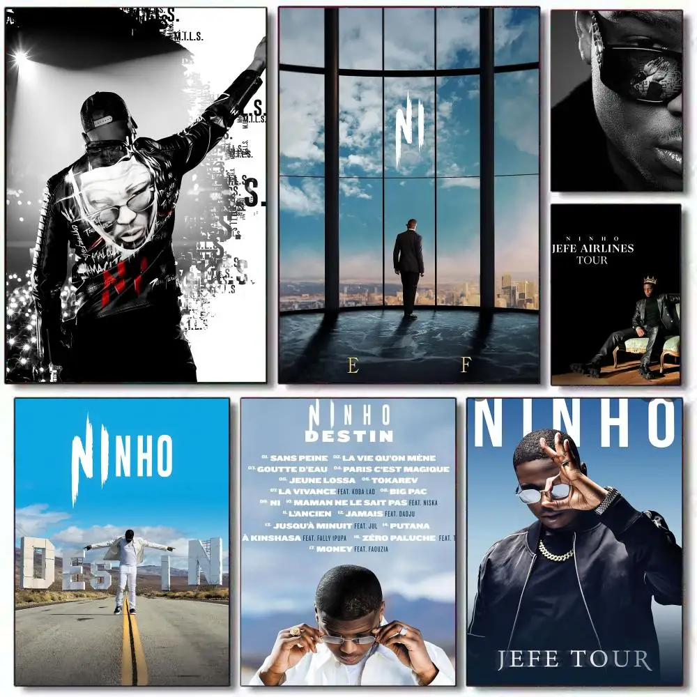 Ninho Rapper N-NI Vendredi Poster HD PVC selbstklebende Wandkunst – wasserdicht wiederverwendbar für Home Office Cafe