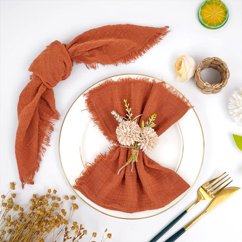 32x32 سنتيمتر الزفاف الديكور البوليستر مهدب المناديل مناسبة للديكور اليومي في حفلات الزفاف غرف المعيشة 6/12 قطعة