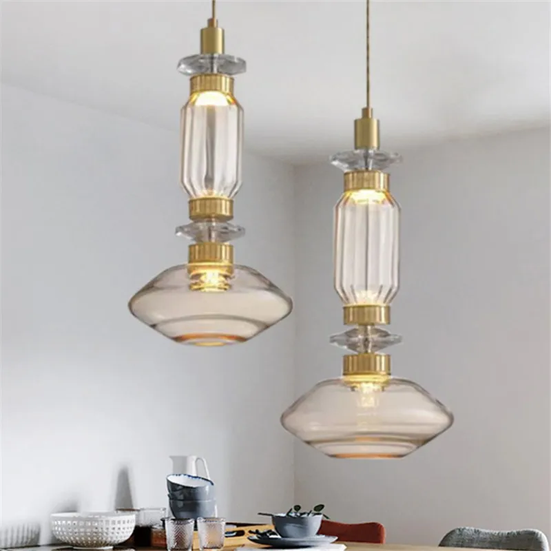 Classy Ballet Pendant Lamp Clear Amber design glass light Restaurant bedroom Bedside Lighting living room  Combination Lamp