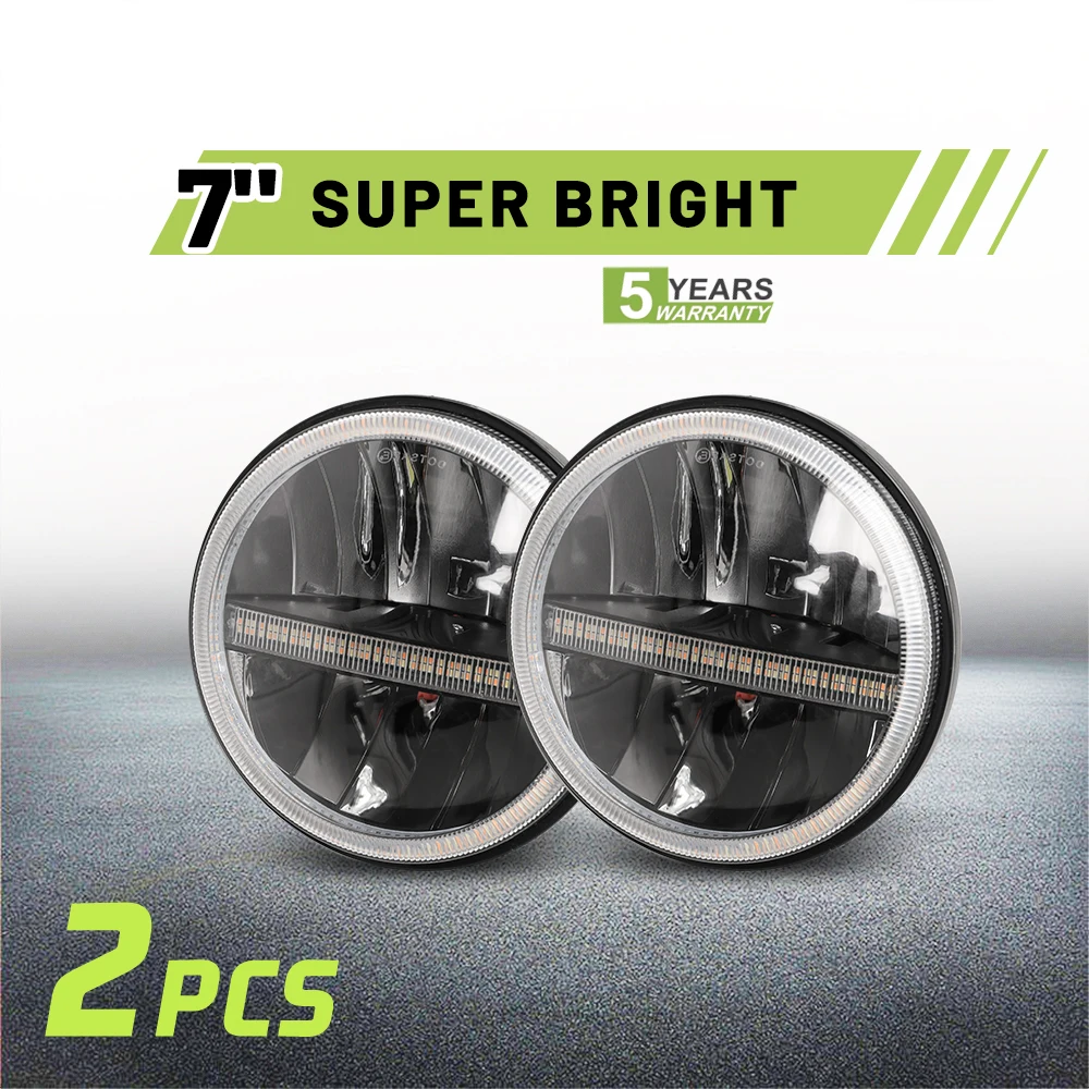 Braveway 7 Inch LED Koplamp H4 Hi-Low DRL Richtingaanwijzer Voor 4x4 Jeep Wrangler TJ JK LJ CJ Land Rover Defender Hummer 12 V 24 V