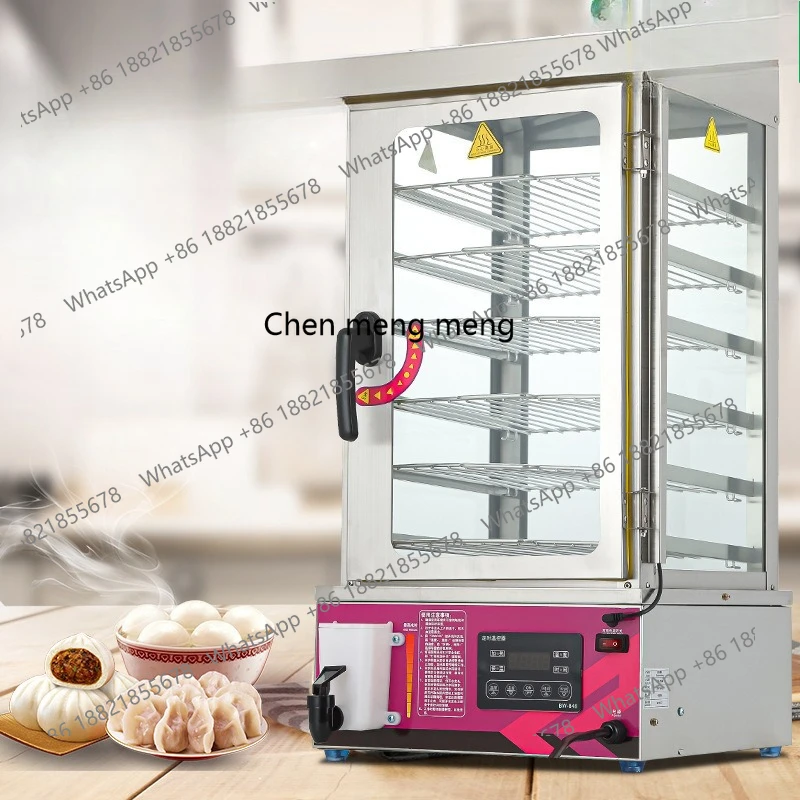 

Commercial Steamer for Steamed Buns, Convenient Store Insulated Steamer for Mantou, Small Glass Steamer Cabinet
