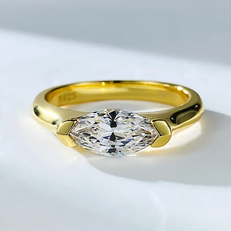 14K Gold Lab Diamond Ring 100% Real 925 Sterling Silver Engagement Wedding Band Rings for Women Bridal Promise Jewelry Gift
