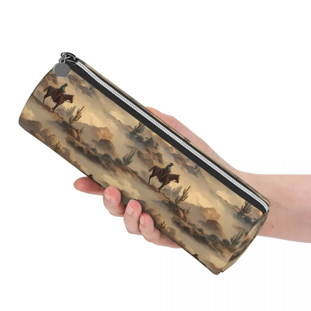Cowboy In Desert Western Landscape Pattern Pencil Cases Pencil Pouch Cylinder Pen Box Pencil Bag for Kids School