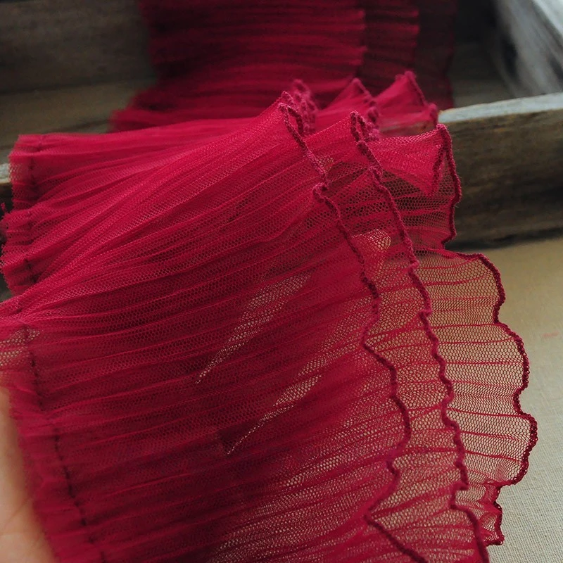 1M tres capas de gasa plisada encaje volantes cinta de costura DIY vestidos de costura faldas mullidas 15CM de ancho adorno de encaje