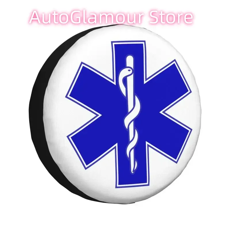 

Custom Emt Star Of Life Spare Tire Cover for Toyota RAV4 Prado Paramedic Medic 4WD 4x4 Trailer Car Wheel Protector 14" 15" Inch