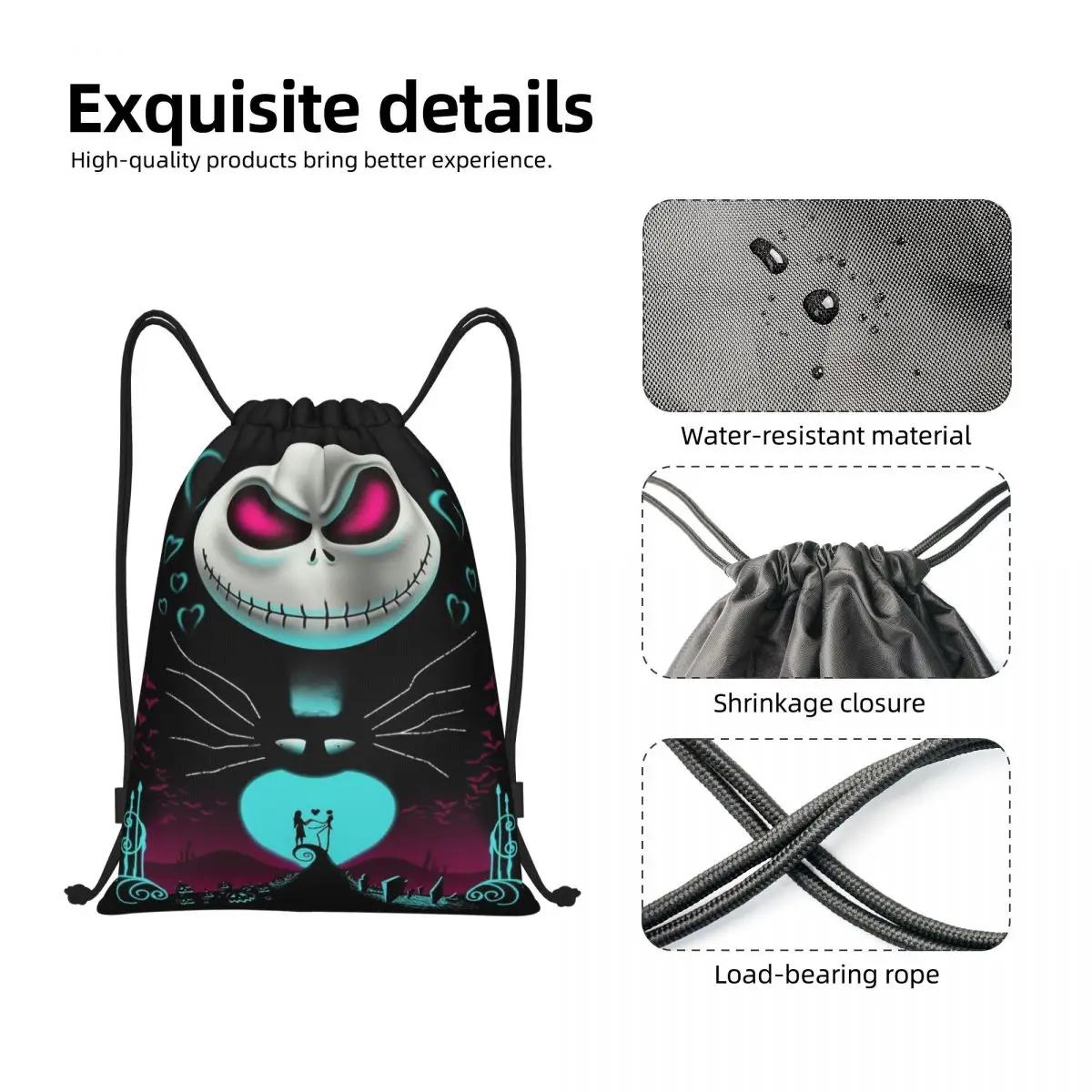 Custom Nightmare Christmas Skull Jack Skellington Drawstring Bags for Shopping Yoga Backpacks Women Men Sports Gym Sackpack