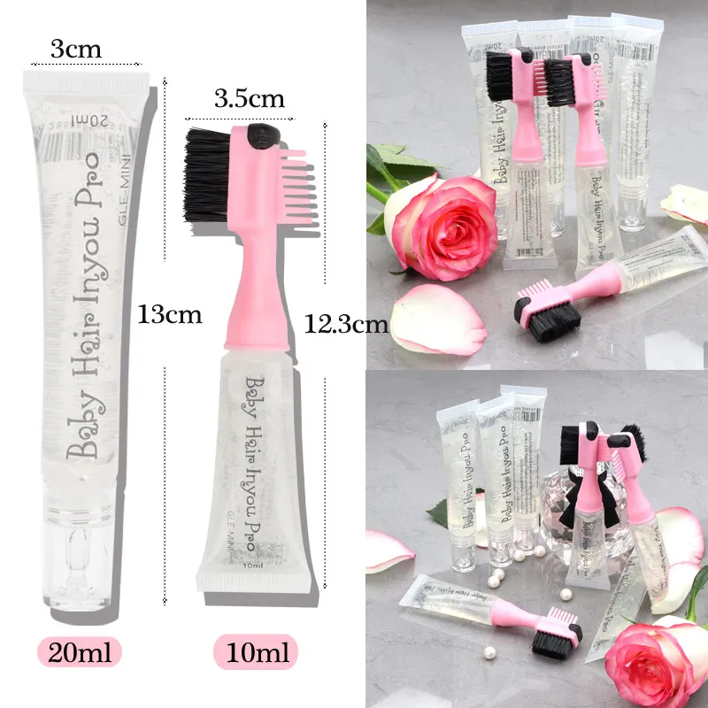 Brosse professionnelle pour les bords des cheveux de bébé, tube à presser, recharge de gel, tube de rechange, contrôle des bords, 3 en 1, 10ml, 20ml