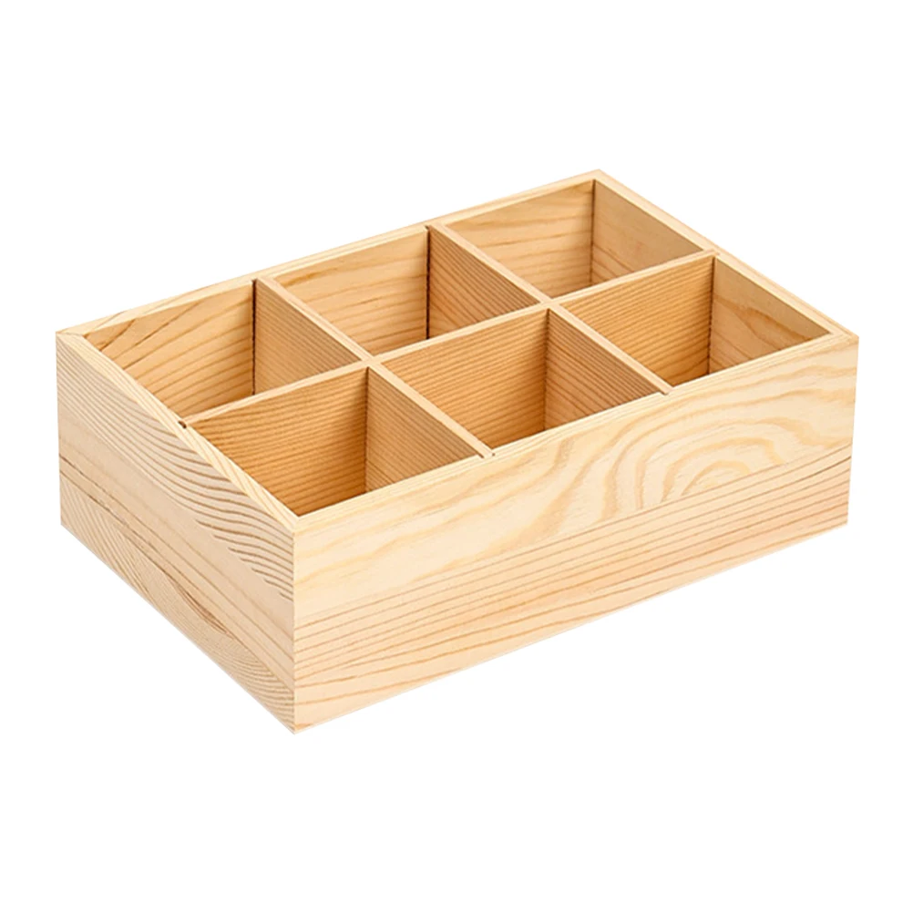 

Wooden 6-Grid Marker Holder Desk Organizer Crayon Boxes Pen Container Paint Brush Storage Multifunctional Practical Long Use