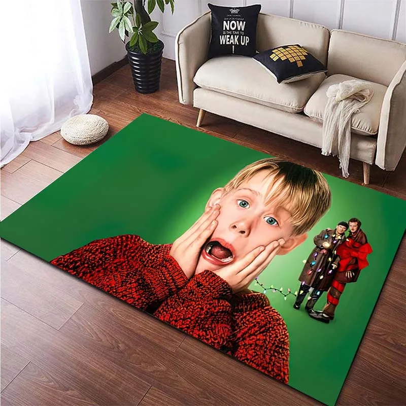 Classic Home‑Alone Poster Area flannel Rug Non‑Slip Soft Carpet For Living Room Bedroom Xmas Indoor Home Decor Holiday  Gift