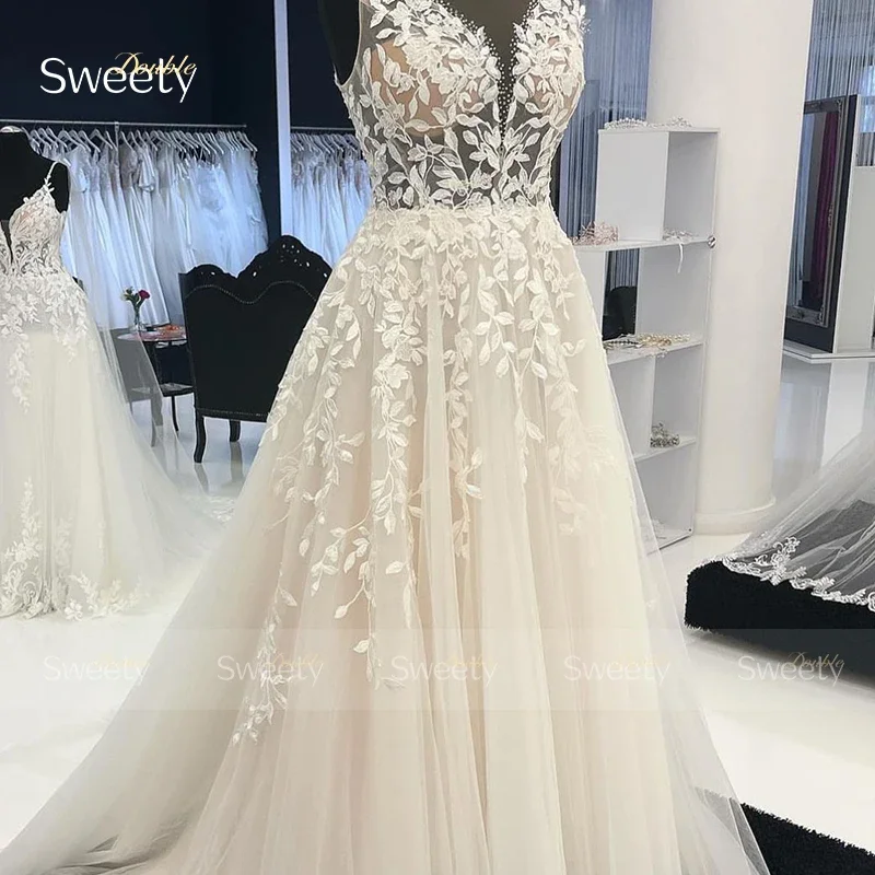 Simplicity Wedding Dress Organza Satin With Embroidery Lace Ball Gown A-Line Full Sleeve O-Neck Bride Dress Vestido De Novia But