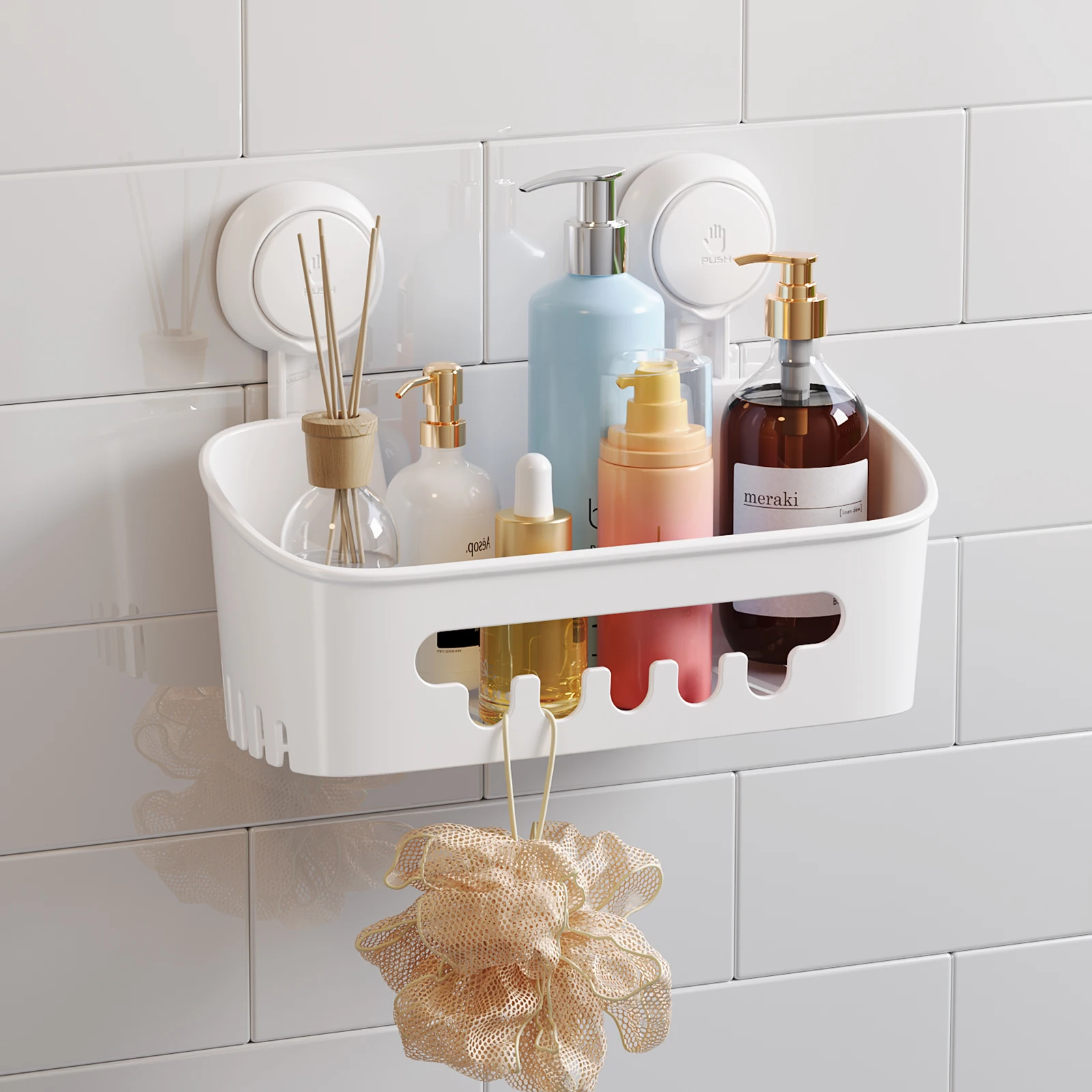 

TAILI Suction Cup Shower Caddy Bathroom Shelf Suction Shower Basket Removable Powerful Shower Organizer Suction Bathroom Caddy
