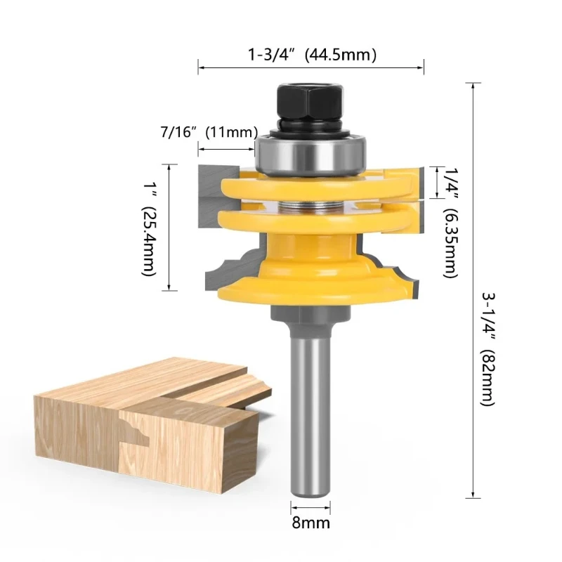 

Woodworking Milling Cutting 1PC 8MM 1/2" 12.7MM Shank Milling Cutter Wood Carving Glass Door Rail & Stile Reversible Router Bit