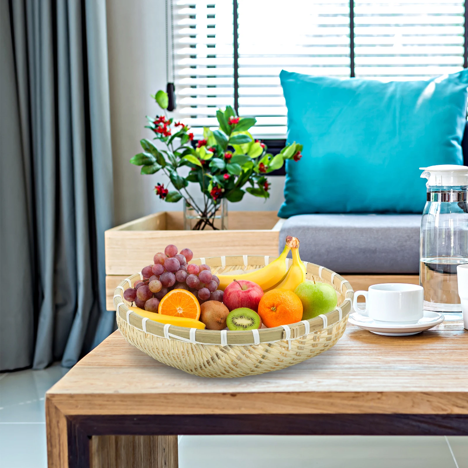 

3pcs Bamboo Woven Basket Storage Container Handmade Fruit Vegetable Washing Basket for Home Decoration Wedding Gift