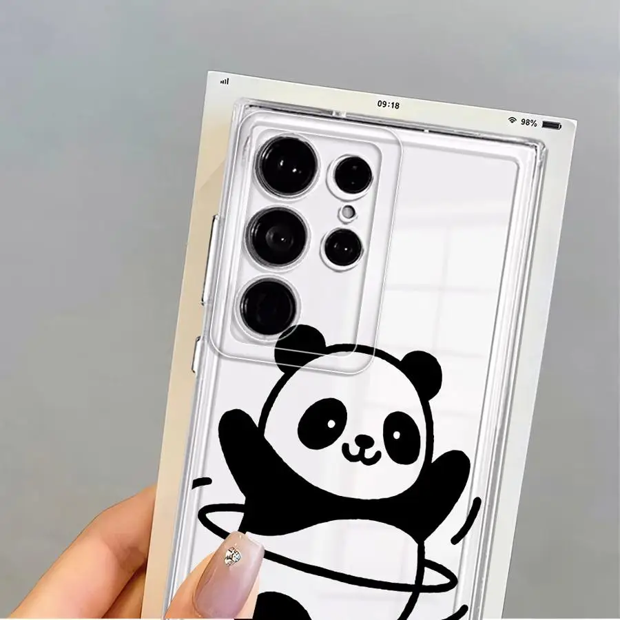 Capa de telefone macia para samsung galaxy s21 s20 plus s23 ultra s24 nota 20 ultra 10 s25 borda s22 fe bonito dos desenhos animados panda