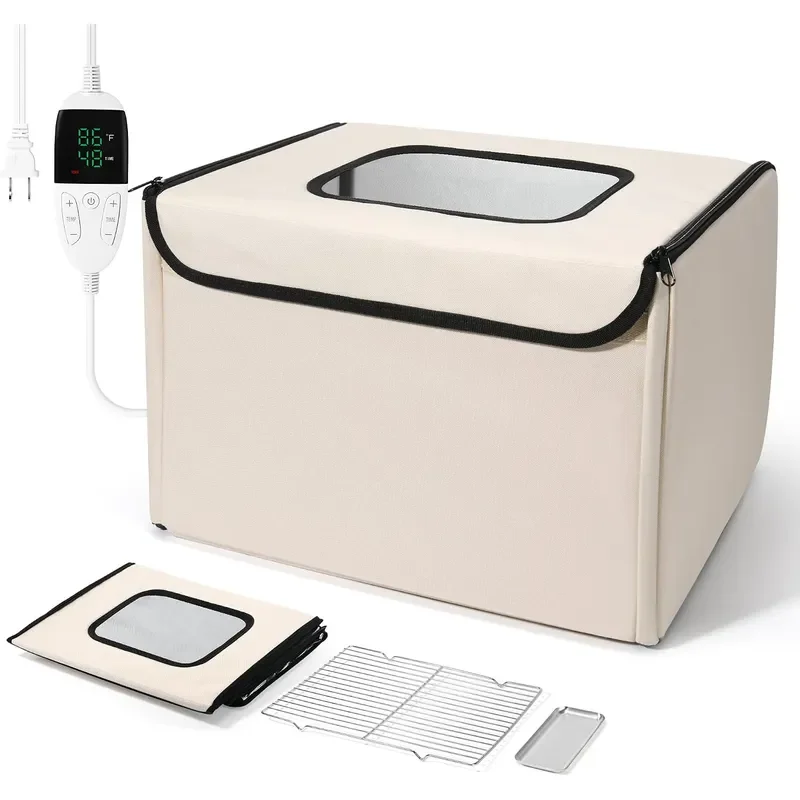 Foldable Bread Proofing Box with 68–132°F Temp Control 0-99H Timer Dough Proofer with Metal Rack and Water Tray Proofing box
