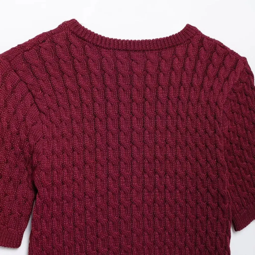 Cárdigan ajustado con cuello redondo para mujer, Top de moda de punto de manga corta de estilo europeo americano para primavera y otoño