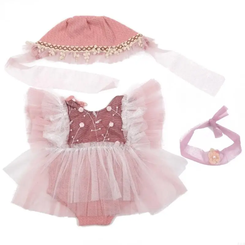 F1CB Toddler Baby Girls Lace Dress Headbands Holiday Birthday Party Photography Props