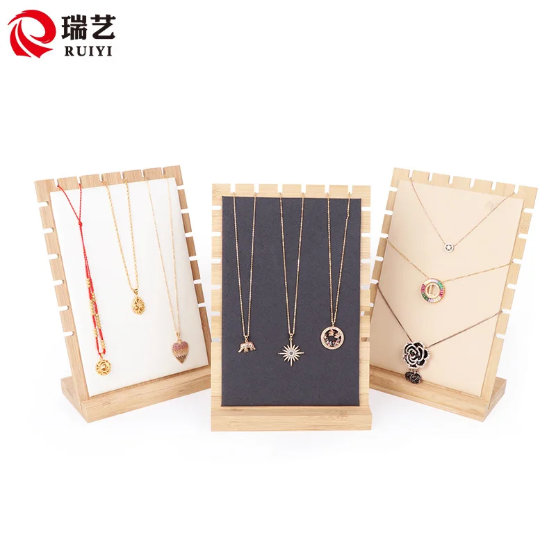 Bamboo wood detachable necklace display pendant bracelet jewelry display rack bracket counter display props