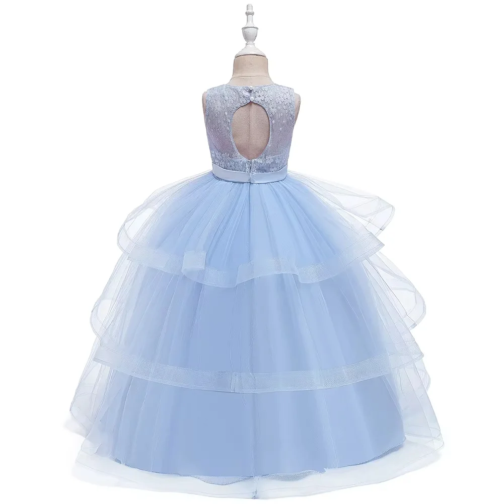 Sleeveless rhinestone kids princess dress with multi-layer fluffy tulle skirt, fresh and elegant. Custom sizes available. Great