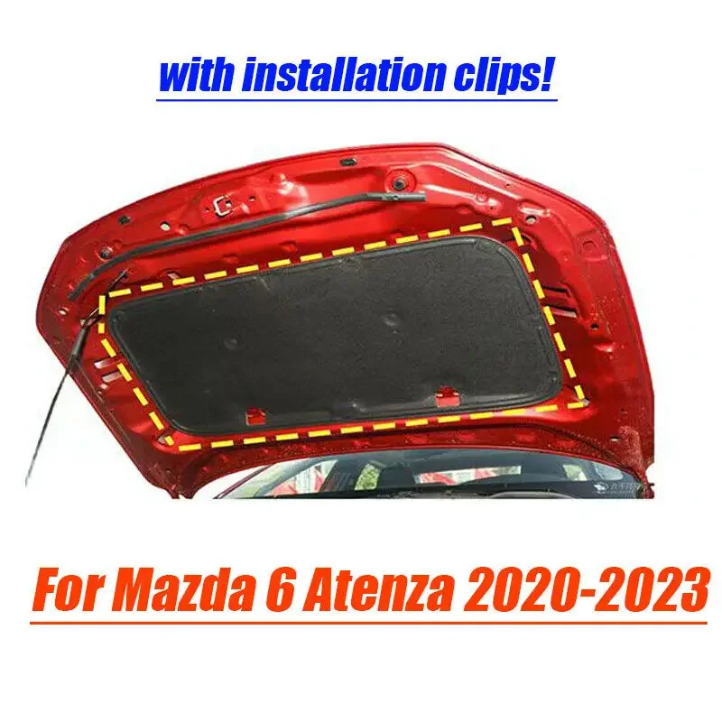 Car Hood Engine Insulation Sound Cotton Black For Mazda 6 Atenza 2020-2023