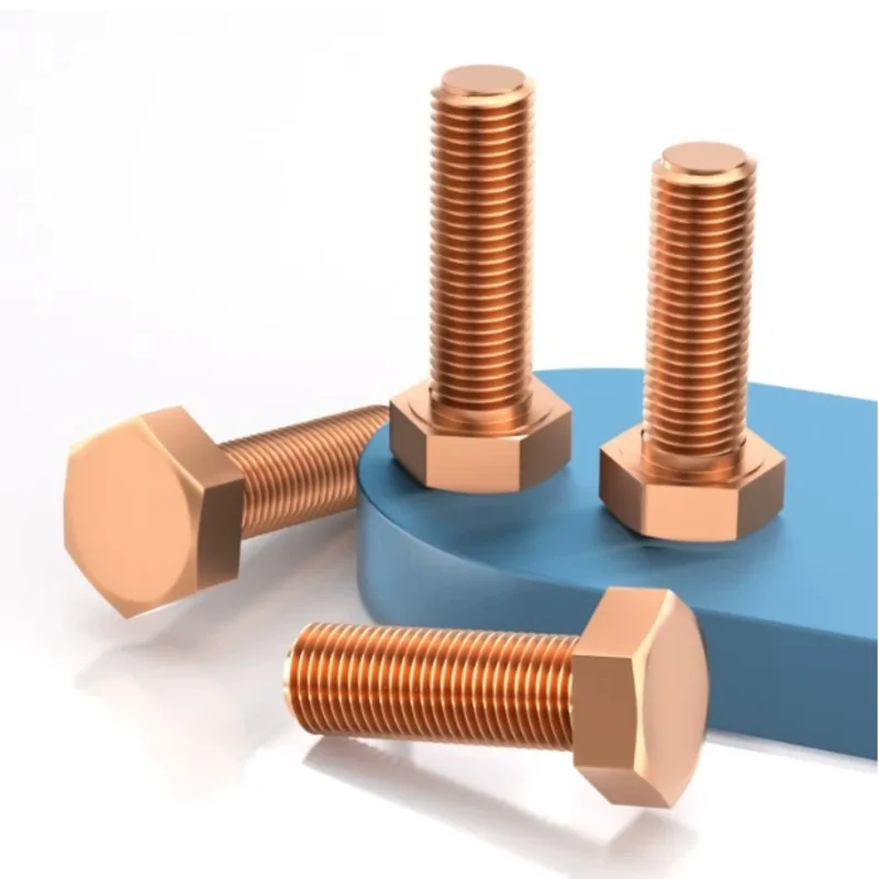 5-1pcs M3 M4 M5 M6 M8 T2 Red Copper Hexagon Head Screws Electrolytic Copper Bolts Hexagon Head Screws