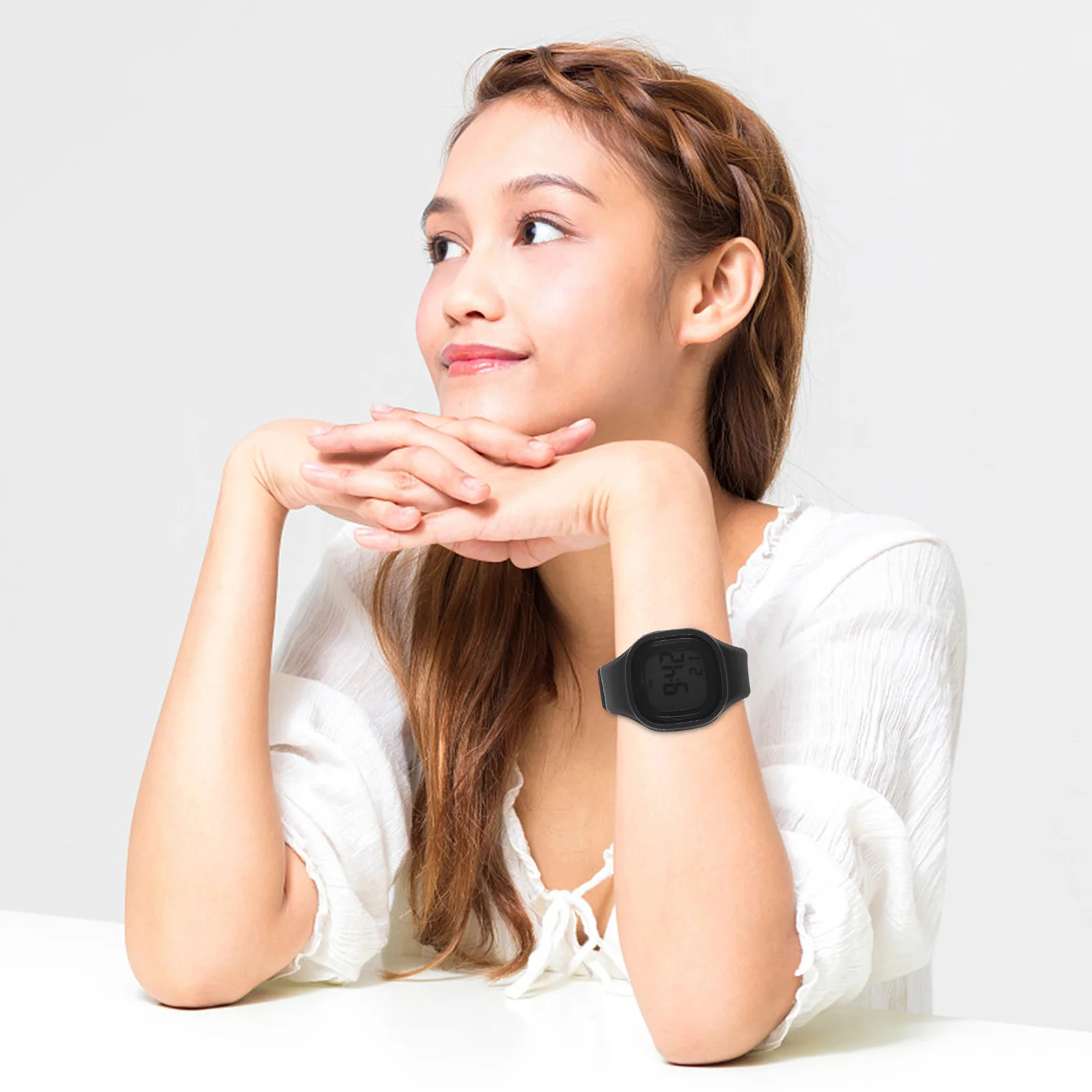 

Colorful Electronic Watch Black Waterproof Sports Stopwatch Alarm Backlight Silicone Wristwatch for Men Women