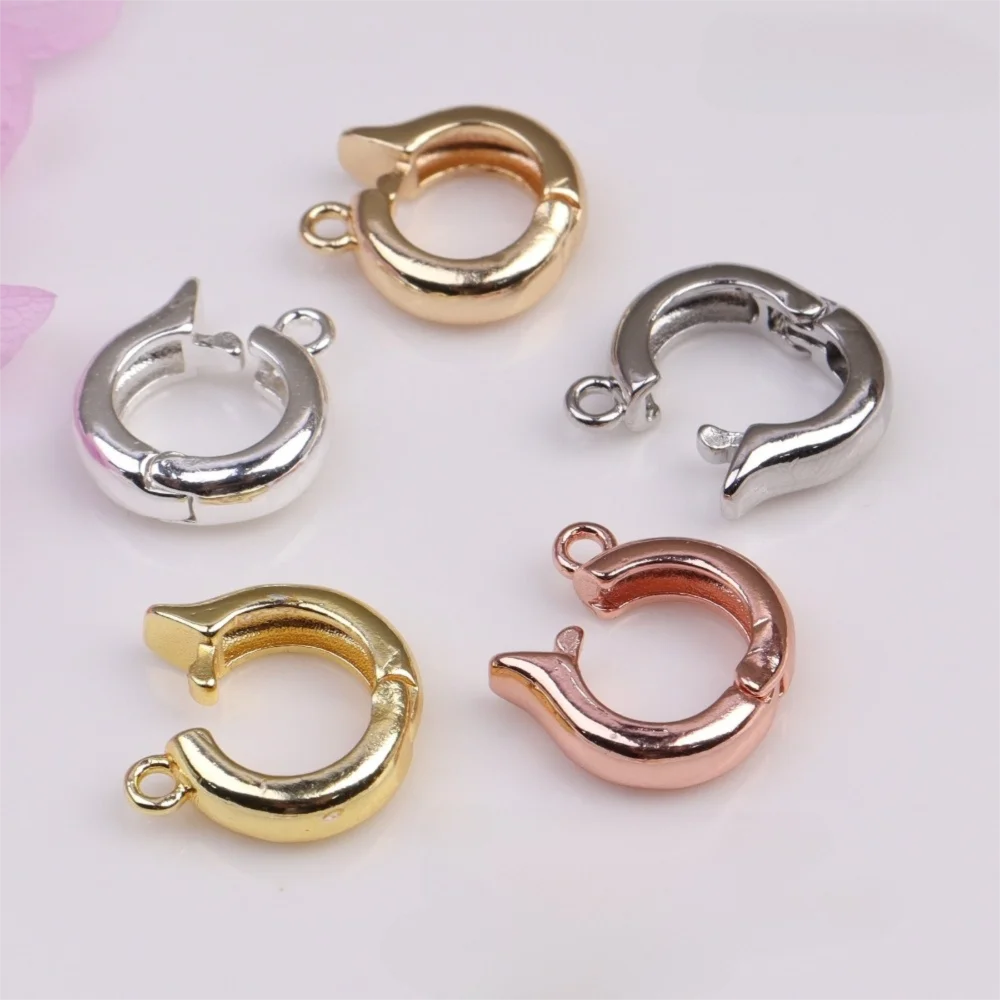 5pcs/set Creative Brass Bail Clasp Connector Round Shape Multi-Functional Enhancer Bail Pendant Pendant Hook Clasp Bag Chain