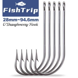 FishTrip 50Pcs Oshaughnessy Fishing Hooks Forged Long Shanked Saltwater Bait Hook for Both Trolling & Stationary Fishing