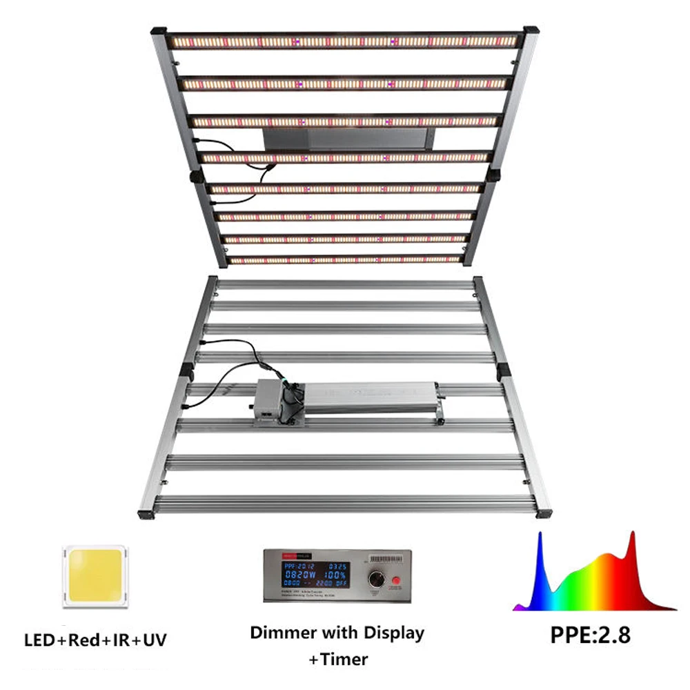 600W 800W 1000W LED Grow Light Bar Full Spectrum Professional High PPF Digital Display Dimming for Greenhouse Hydroponic Plants